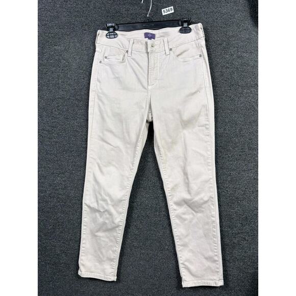 NYDJ Ankle Jeans Womens Size 6P Beige Straight Leg Stretch Denim Mid Rise - Picture 1 of 9